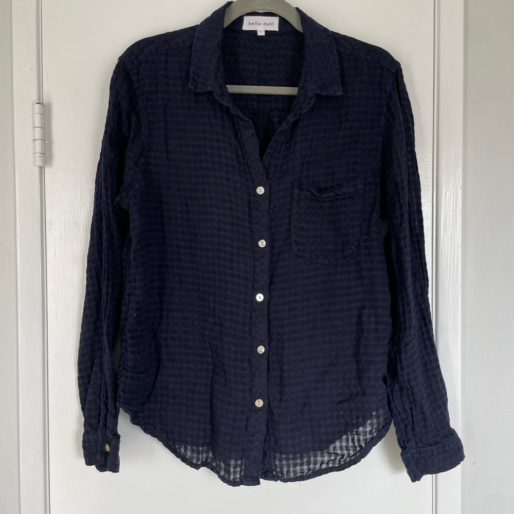Bella Dahl Navy and Black Button-Up Shirt